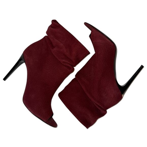 Burberry Burlison Burgundy Suede Leather Slouchy Ankle Boots Size 39 - Picture 9 of 13